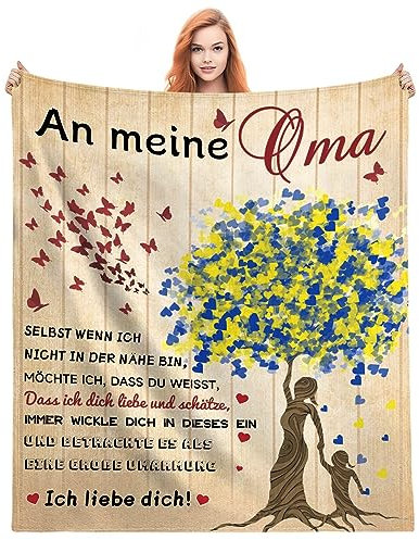 JhcsDy Geschenk für Oma Hochwertige Kuscheldecke geliebte Oma Wärme und Geborgenheit für besondere Momente Liebevoll ausgewählt für die Beste Oma der Welt 150x130cm