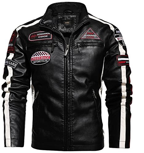 Yokbeer Motorradbekleidung, Motorradjacke für Herren Motorradjacke für Damen, PU Leder Bikerjacke Wasserdicht Winddichte Stehkragen Reitbekleidung (Color : Schwarz, Size : XL)