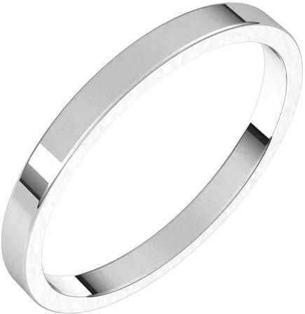 14 Karat Weißgold, 2 mm, flacher Bandring, US-Größe 4,5, Schmuck für Damen, One Size, Metall Weißgold Goldfarben Metall: Weißgold, Kein Edelstein