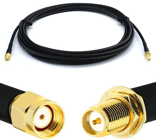 RANGEFUL 2m RP-SMA Maschio a RP-SMA Femmina Cavo Coassiale – RP SMA Cavo antenna esterno di prolunga 2 metri a bassa perdita RG58 (50 Ohm) – adattatore per Router Wireless Antenna WiFi
