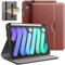 JETech Custodia per iPad mini (A17 Pro, Modello 2024, 7a Generazione) / mini 6 (Modello 2021, 6a Generazione), PU Pelle Affari Folio Protettiva Cover Tablet con Portapenne & Tasca (Marrone)