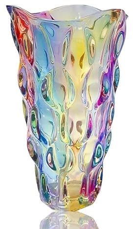 Eastern Rock Unzerbrechliche Blumen-Glasvase, 1,6 kg, 24 cm, funkelnde Vase im Boho-Stil, für Tischdekorationen, Küche, Büro, Wohnzimmer, Hochzeit, perfektes Heimdekor (Funkelnde Farbe)