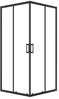 VBChome Cabina de ducha de 80 x 80 x 185 cm, color negro, cuadrada, puerta corredera, mampara de ducha de cristal de seguridad transparente, mampara de ducha cuadrada 80 x 80 cm
