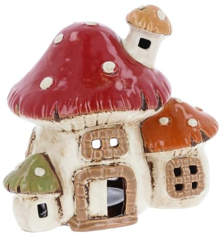 Shudehill Giftware Village Pottery Teelichthalter, Motiv: Pilze, Rot und Weiß, 3 Stück