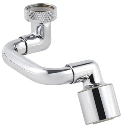 Hibbent 1080 Grad Wasserhahn Aufsatz, Strahlregler mit M18.5 Adapter, Doppelfunktion, Drehbarer Multifunktionaler Verlängerungshahn für Küchenspüle