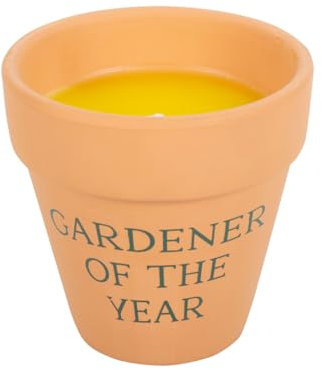 Gardener of The Year Citronella Candle in Ceramic Plant Pot - Stylish Outdoor Decor with Insect-Repellent Citronella Wax Scent
