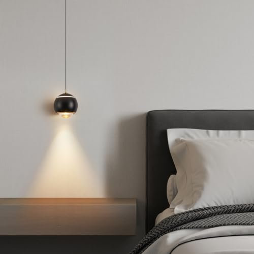 KSIBNW LED Hängeleuchte Esstisch Moderne, 12W Pendelleuchte Wohnzimmerlampe Ø9cm Hängelampe Schlafzimmer Schwarz Aluminium Pendellampe Kücheninsel 170CM Höhenverstellbar 3000K/4000K/6000K