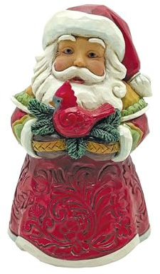 Enesco Jim Shore Heartwood Creek Weihnachtsmann mit einem Kardinalfigur, 8,9 cm, mehrfarbig