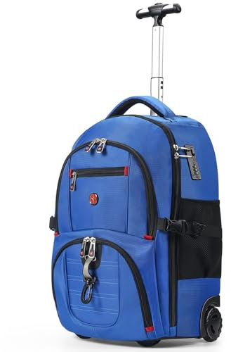 star cloud Sac à Dos à Roulettes 21x14x9 - Imperméable, Compartiment PC 17,3, Bagage Cabine Idéal pour Voyage, Université, Travail - Sac à Dos Trolley à Roues pour Adulte