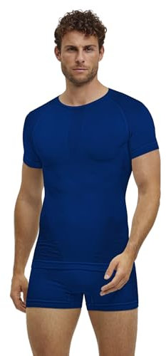 FALKE Herren Baselayer-Shirt Warm Round Neck M S/s Ts Funktionsmaterial schnelltrocknend 1 Stück, Blau Yve 6714, S