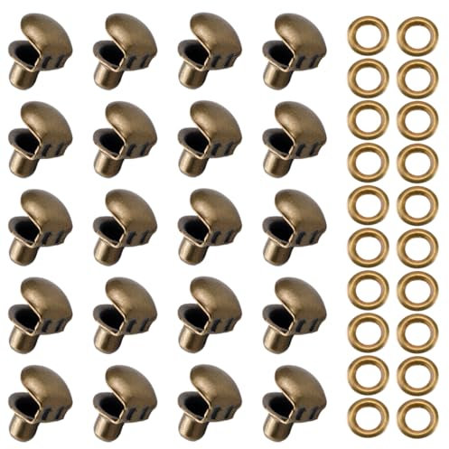 LNQ LUNIQI 20 Satz Schnürsenkel Haken, Schnürsenkelschnallen Mit Nieten, Schnürsenkel Schnallen Messing, Schnürsenkel Haken Nieten für Reparatur Schnürsenkel Schnalle (Bronze)