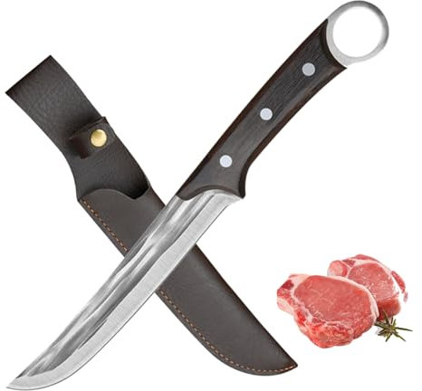 Doklasu Chef's Knife 8 inch Japanese Handmade Forged Boning Knife Full Tang Kitchen Knives High Carbon Steel Cooking Knife with Sheath and Wooden Handle