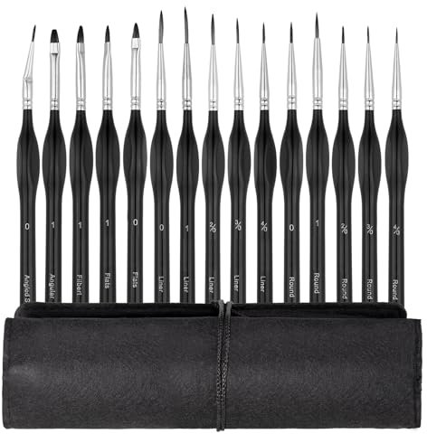 Pinselset - 15 Premium Pinsel für Acryl, Aquarell, Miniaturen, Modelle, Warhammer 40K, Feine Malpinsel, Digitale Ölmalpinsel, Miniaturenpinsel, Pinselsets