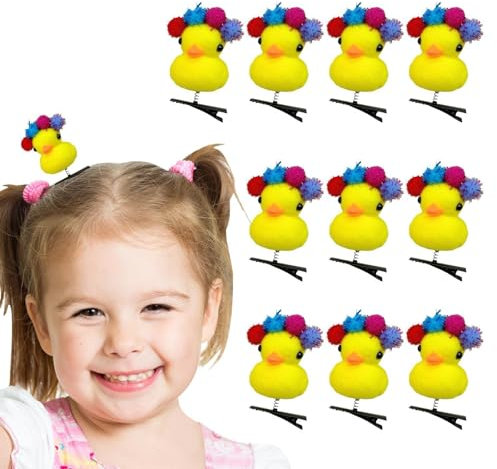 Lustige Enten-Haarnadeln, Enten-Haarnadeln – Enten-Haarnadeln aus Plüsch | 10 x gelbe Haarklammern, Haar-Accessoires für Mädchen u