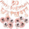 18Pcs Rose Gold Happy 30th Birthday Decorations Set for Her,Women 30th Birthday Balloons Birthday Number 30th Hanging Swirls Banner Triangle Flag Banner for Women Birthday Party Decorations Supplies
