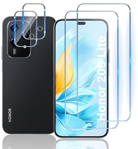 Mayfun Verre Trempé pour Honor 200 Lite 5G, [2+2 Pièces] Protecteurs d'écran et Caméra Arrière Protecteur, 9H Dureté, Anti-Rayures Sans Bulles HD Film Vitre Protection écran