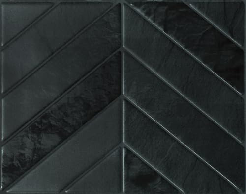 Smart Tiles Klebefliesen Küche und Bad – Chevron Schwarz, Fliesenaufkleber 3D, Küchenrückwand Selbstklebend, Wandpaneele, 5 Fliesen (29.03x22.86 cm), Einfach zu Montieren, Wasserfest, Made in Kanada