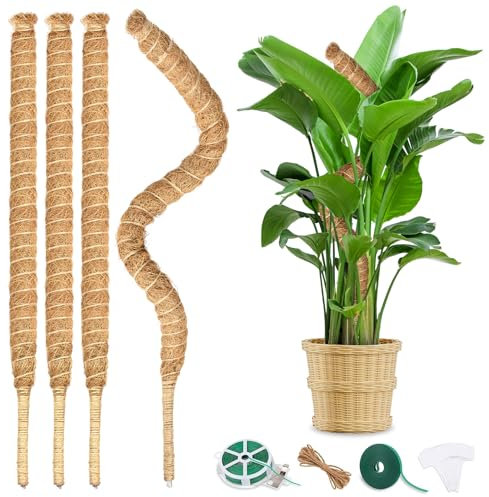 TOKPLNU Poste de musgo, 4 postes de musgo para plantas, poste de musgo de 70 cm para Monstera, poste de musgo para crecimiento de plantas trepadoras, soporte para plantas de tótem de palo de musgo con