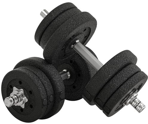 HOMCOM 20KG Adjustable Weights Dumbbells Set, Dumbbell Hand Weights for Home Office Gym Body Fitness Lifting Training, Black