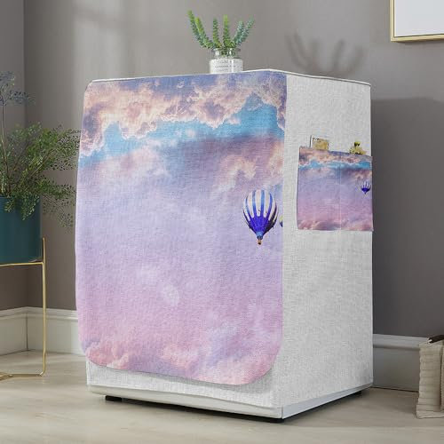 Highdi Housse de Protection pour Machine à Laver, Chargement Frontal Housse La Poussière avec Ouverture Frontale pour Linge Domestique (Nuages 1,Capacité S 6~7.5KG)