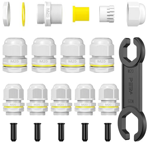 PEBA Pressacavi Connettori Impermeabile IP68, Giunti Passacavi in Nylon Regolabili Connettori Pressacavi Elettrici M20, M25 Passacavo con Controdado per Cavi Giardino grigio