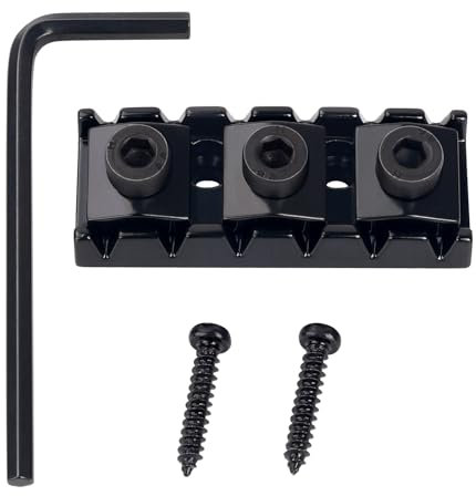 Banworks Electric Guitar Locking String Nut 42mm (1-21/32) Electric Guitar Metal Locking Nuts for Double Tremolo Vibrato Bridge System Electric Guitars JT/SDXZ-01 Black