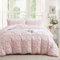 Freyamy Böhmen Bettwäsche 200x200cm 3teilig Rosa Getuftet Kariert Boho Bettwäsche Stickerei Shabby Chic Bettwaren-Sets 100% Microfaser Uni Bettbezug mit Reißverschluss und 2 Kissenbezug 80x80cm
