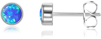 Titan Ohrringe Hypoallergen Damen Herren Mädchen G23 Titan Ohrstecker Kleine Blau Opal Ohrstecker 4mm