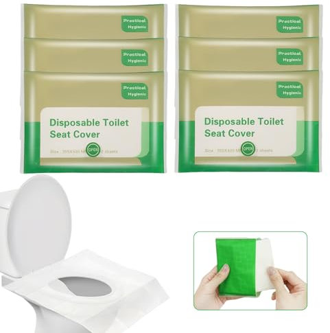 Lot de 60 Protege Cuvette WC Jetable, Protection Cuvette Toilette Jetable Housse de Siège de Toilette en Papier Biodégradable Emballage Individuel pour Adultes et Enfants Toilettes Publiques Voyage