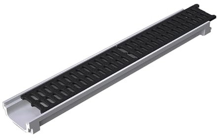 Canaleta Desague con Rejilla Canal de Drenaje Lineal de 60 Cm de Largo, Tubo de Drenaje de Resina para Pasarelas y Rejilla de Plástico Polimérico, Drenaje de Zanja para Exteriores, Filtro para Canalet