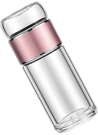 PHENOFICE Tragbare Teeflasche Aus Hitzebeständigem Glas Mit Edelstahl Sieb Und Auslaufsicherem Design in Roségold Für Losen Tee Reise Und Bürogebrauch