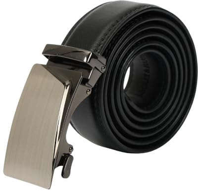 Kingsley & Harper Men's PU Leather Ratchet Belt - Adjustable Fit for Waist Sizes 28-44 Inches - Customizable Strap with Easy-Cut Guide - Stylish Automatic Buckle for Casual & Formal Wear
