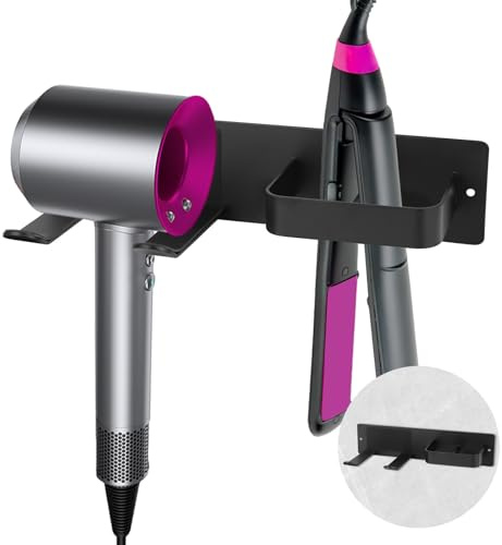 YTECH Hair Dryer Holder, Hairdryer Holder Wall Mounted, Hair Dryer And Straightener Holder, Stainless Steel Hair Tools Organiser Multi-Functional Space Saving Storage Bracket Hair Dryer for Bathroom