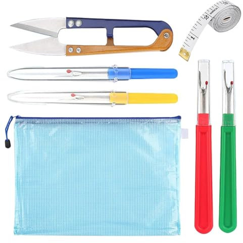 Détacheur de fil 4 pièces avec housse de protection, grand/petit détacheur de fil de couture avec ciseaux, coupe-fil pour l'ouverture des coutures et la réalisation d'ourlets