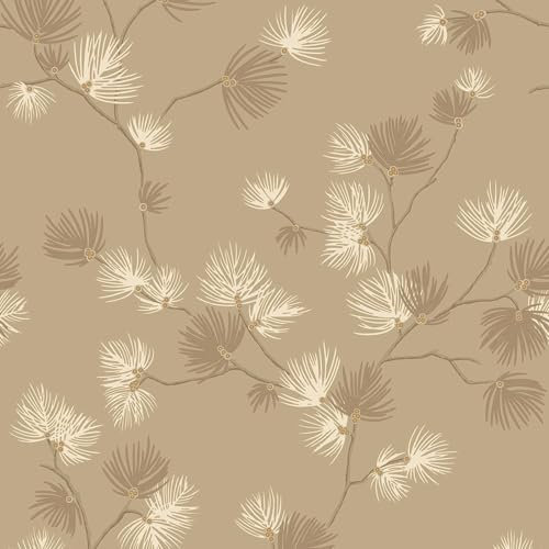 Valentino Pine Textured Heavyweight Vinyl Wallpaper with Metallic Finish for a Modern Living Room, Kitchen, Bedroom, Lounge Champagne Belgravia 1933