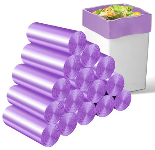 Lot de 225 sacs poubelle à pédale de 10 l - Petits sacs poubelle à pédale pour bureau, cuisine, chambre à coucher, salle de bain (violet)