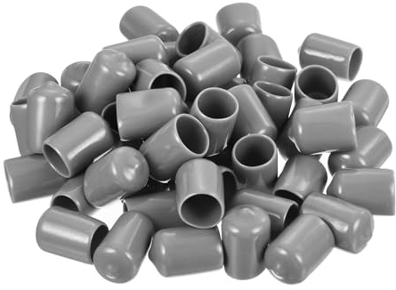 sourcing map 100pcs Rubber End Caps 14mm ID Screw Protectors Light Grey | Vinyl PVC Round Tube Bolt Cap Cover,Screw Thread Protectors