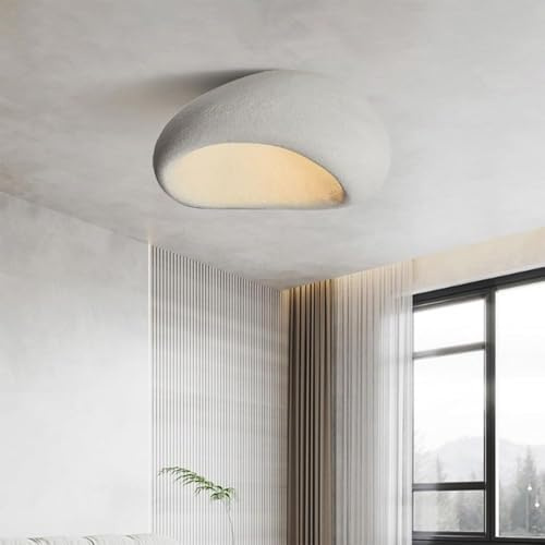 HTsilphelene Deckenlampe Wabi Sabi, 50cm pendelleuchte esstisch | E27 Weißer Shell Lampe, Deckenleuchte Für Schlafzimmer Wohnzimmer Esszimmer Kücheninsel Korridor