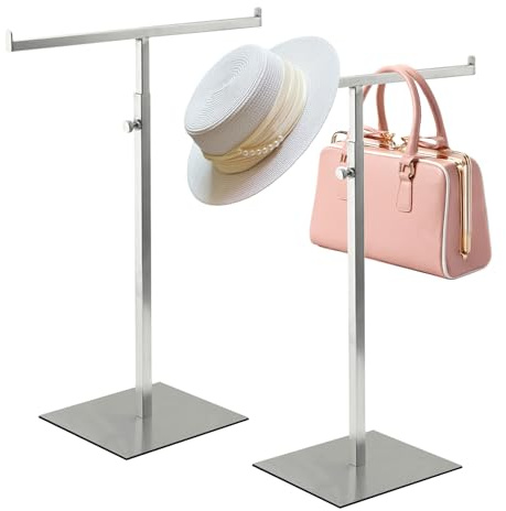 Portasciugamani, 2PCS Espositore Per Borsa A T Portaborse Doppio Gancio Acciaio Inox Portaborse Regolabile Per Asciugamani Vestiti Coperte Giornali Per Collane Per Casa Boutique Negozio - 35-65cm