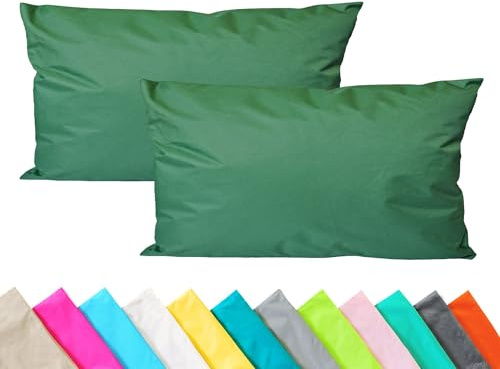 JACK 2er Set Outdoor Kissenhülle Kissenbezug 30x50cm Wasserfest Sitzkissen Lounge Kissen Garten Stuhl Lotus Effekt, Farbe:Dunkelgrün
