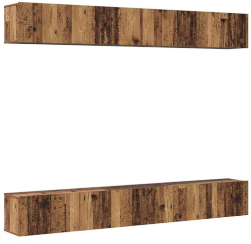 vidaXL TV Cabinet Set 6 pcs Old wood 80 x 30 x 30 cm Engineered wood, Modern Living Room, Stylish Wall Unit, Multi-Functional Storage, Sophisticated Media Center, Compact Interior Design