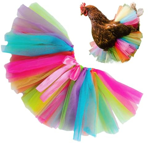 Huvqianu Hühnerkleidung für Hühner, lustiges Regenbogen-Hühner-Kostüm, Outfit für Hunde, Enten, Gänse, Weihnachten, Halloween, Festival, Party, Aufführung, Cosplay, Foto-