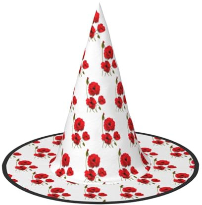 WYCZHY Poppy Flowers Vivid Petals Printing 33 cm Tall Foldable Halloween Hat Oxford Cloth Halloween Cap For Carnival