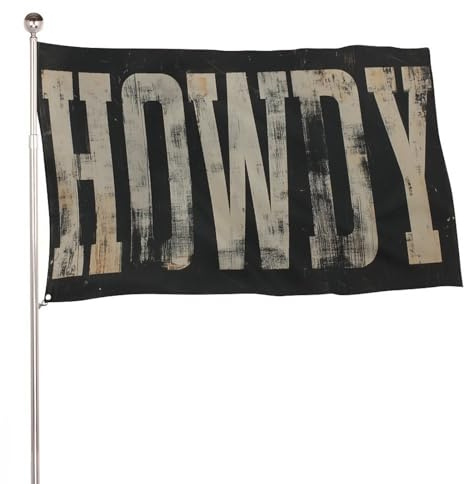 Vintage Words Howdy Vintage-Flagge, 90 x 152 cm, Gartenflaggen, Banner, Dekoration für Hof, Veranda, Rasen, Bauernhaus