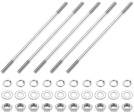 QUARKZMAN 5 Stück Doppelendige Gewindestangen M4x120mm 304 Edelstahl Doppelgewinde Stiftschrauben Mit Muttern Und Unterlegscheiben Sicherungsscheiben Doppelendige Gewindestange