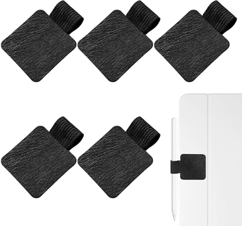 5 Pack Pen Loops, Self Adhesive Elastic Pen Holders for Notebook, Artificial Leather Pencil Rings for Journal, Planner, Diary, Calendar, Tablet & Laptop