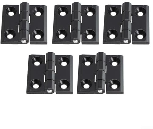 Lot de 5 charnières en alliage de zinc pour portes d'armoire, boîtes, abris de jardin, meubles, besoins de montage industriel (50 x 50 cm, noir)