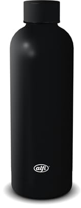 alfi BASICS Isolierflasche 0,50 l aus Edelstahl, 12h kalt, velvet black | Auslaufsicher, Trinkflasche, 6h heiß, Thermosflasche für Schule, unterwegs & Büro, schwarz