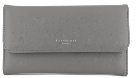 flora & co - Portefeuille Femme Rabat Tout-en-Un - Porte-chéquier Porte-Cartes Monnaie 3 en 1 - Compagnon Zippé 3 Volets Grande Capacité Fourre-Tout - Original Mode Tendance - Gris