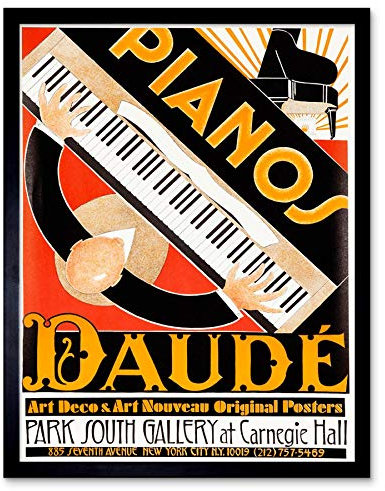 Wee Blue Coo Vintage Advert Style Deco Piano Daude Music Art Print Framed Poster Wall Decor Kunstdruck Poster Wand-Dekor-12X16 Zoll